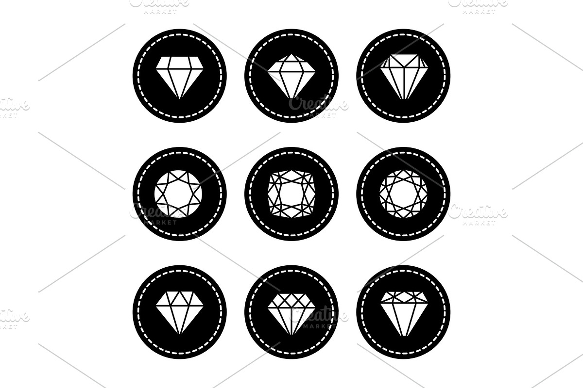 White diamonds icons set in Objects - product preview 8
