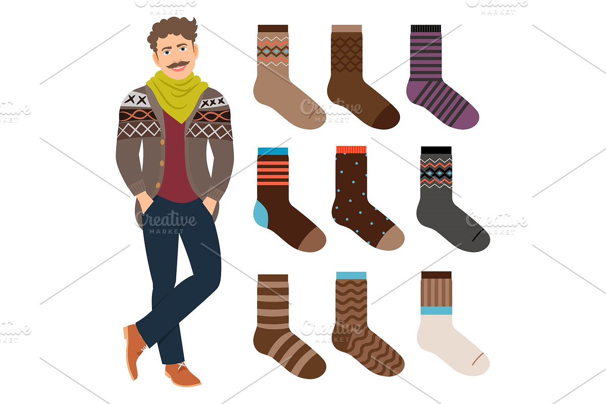 Casual style male socks set in Illustrations - product preview 8