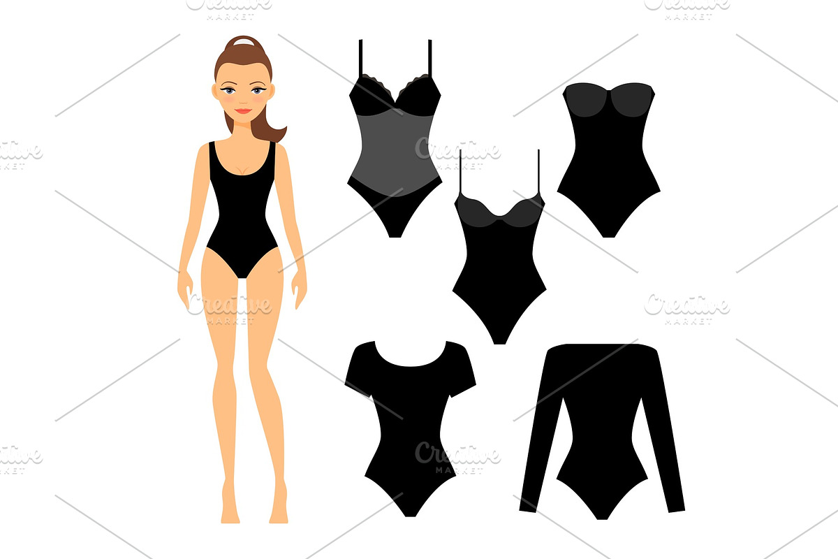 Woman black underwear in Illustrations - product preview 8