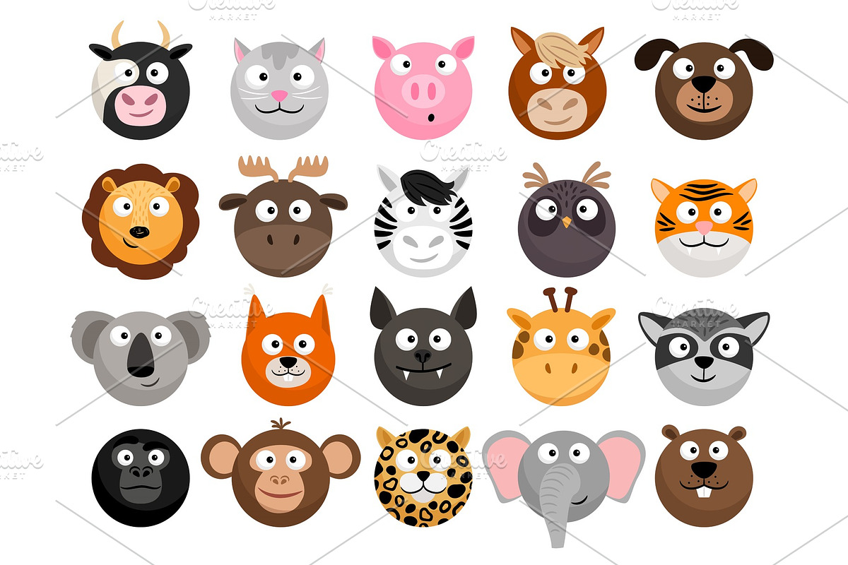 Animal emoticons set in Illustrations - product preview 8