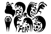 Fear silhouettes icons