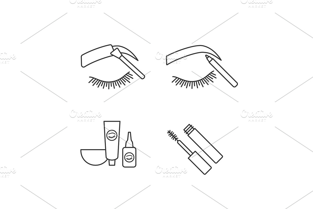 Eyebrows shaping linear icons set in Icons - product preview 8