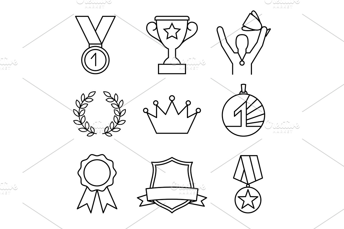 Awards line icons in Objects - product preview 8