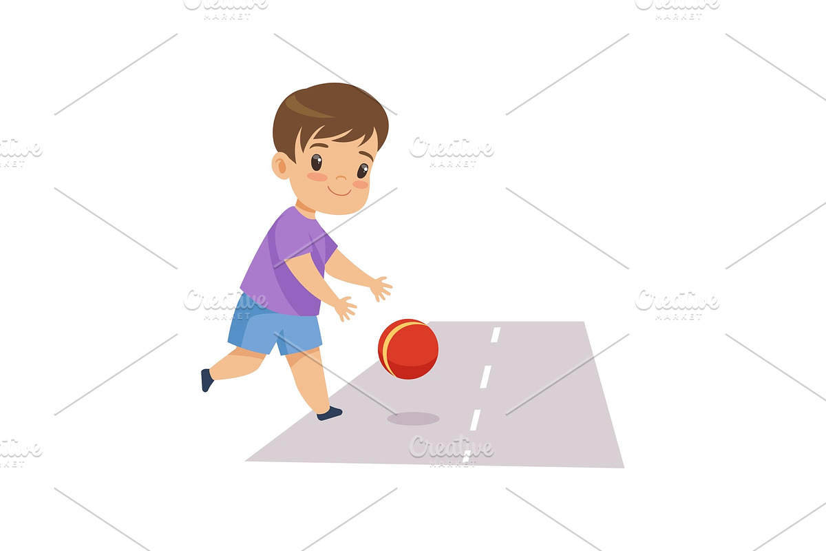 Little Boy Playing Ball on Road in Illustrations - product preview 8