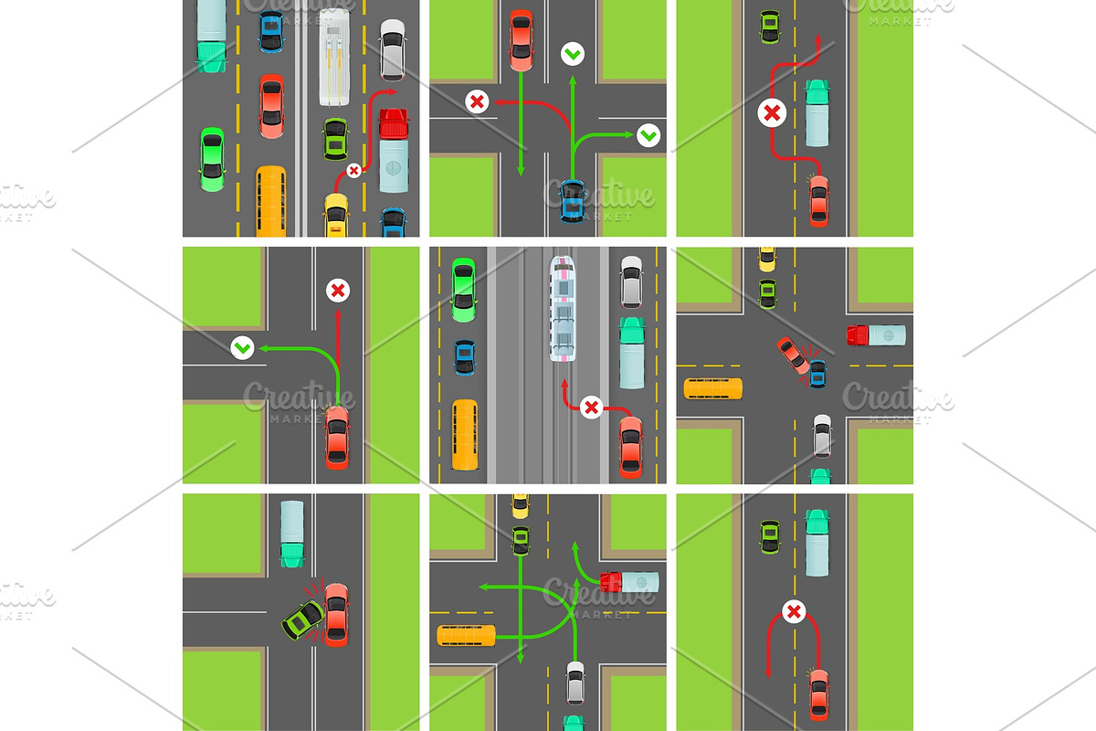 Set of Situations on Road. Traffic in Illustrations - product preview 8