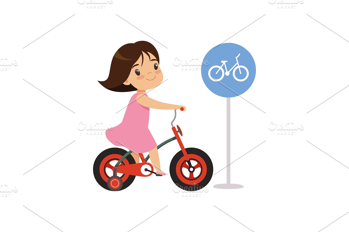 Girl Riding Bike, Bicycles Only in Illustrations - product preview 8