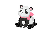 Cute Baby Panda Bear with Pink Bow
