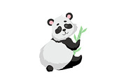 Cute Panda Bear with Bamboo, Happy