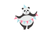 Cute Panda Bear Wearing Party Hat