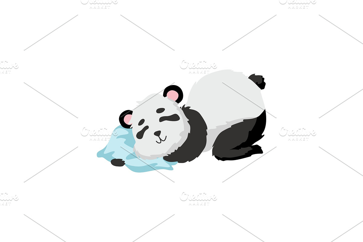 Cute Baby Panda Bear Sleeping on in Illustrations - product preview 8