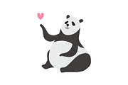 Cute Panda Bear with Pink Heart