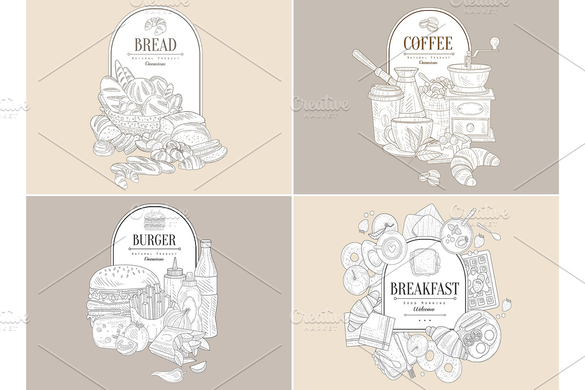 Basket with bakery goods and place in Illustrations - product preview 8
