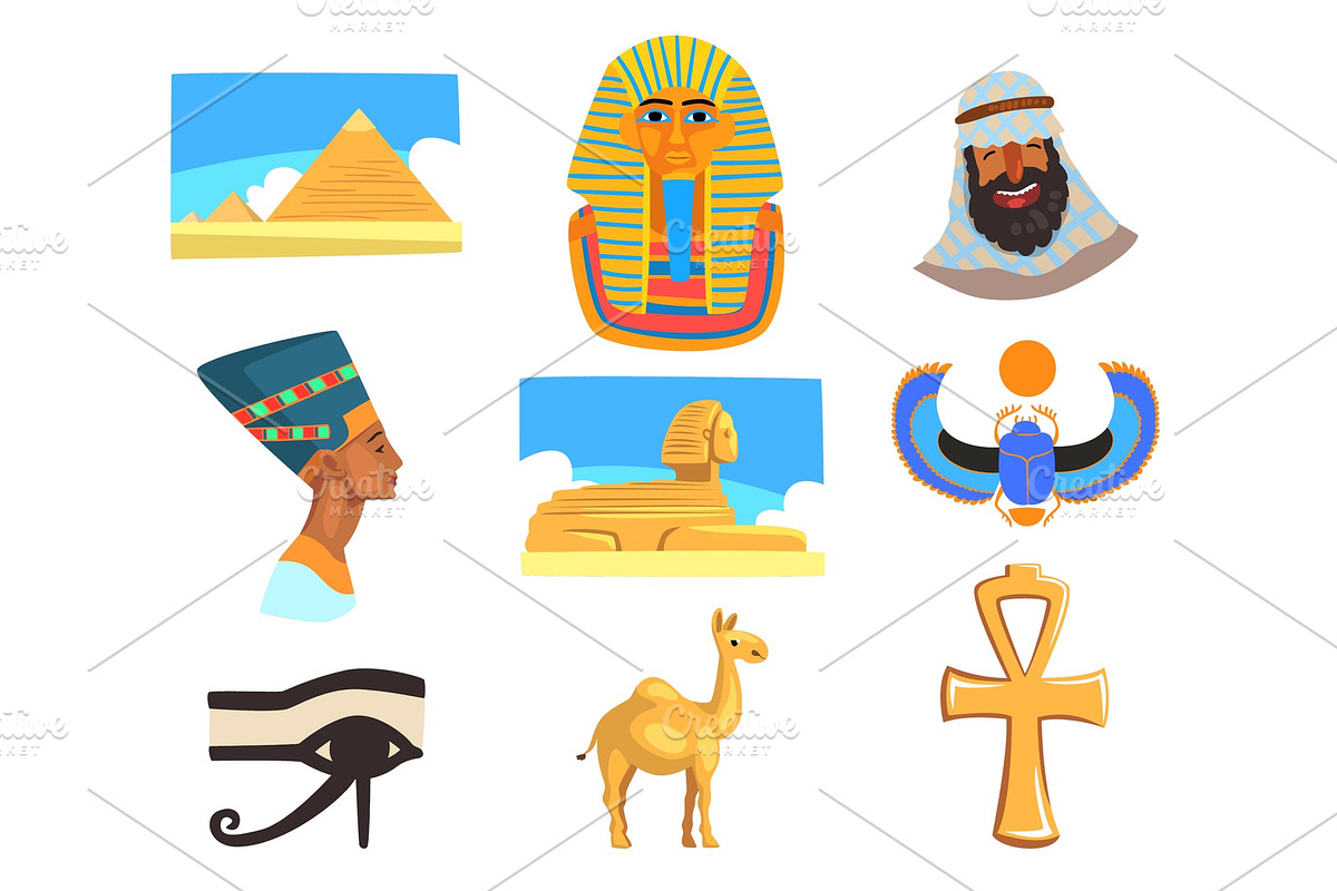 Flat vector set of Egyptian culture in Objects - product preview 8