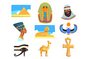 Flat vector set of Egyptian culture
