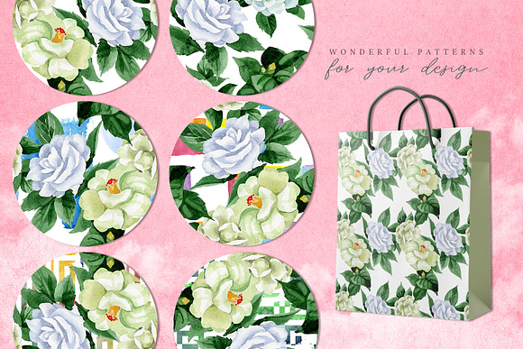 Camelia white Watercolor png   in Illustrations - product preview 3