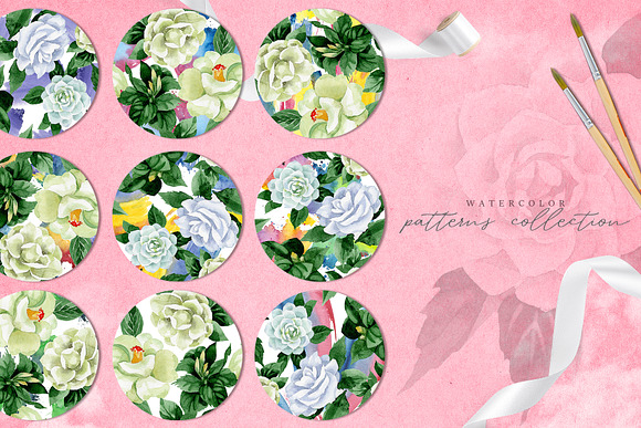 Camelia white Watercolor png   in Illustrations - product preview 4