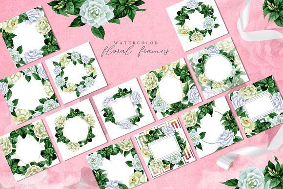 Camelia white Watercolor png   in Illustrations - product preview 6