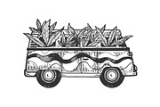 Minibus van with cannabis leaf