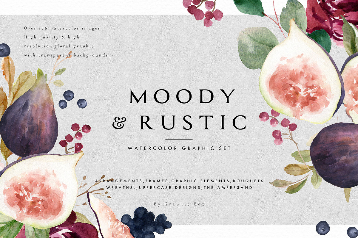Moody&Rustic-Watercolor Graphic Set in Illustrations - product preview 8