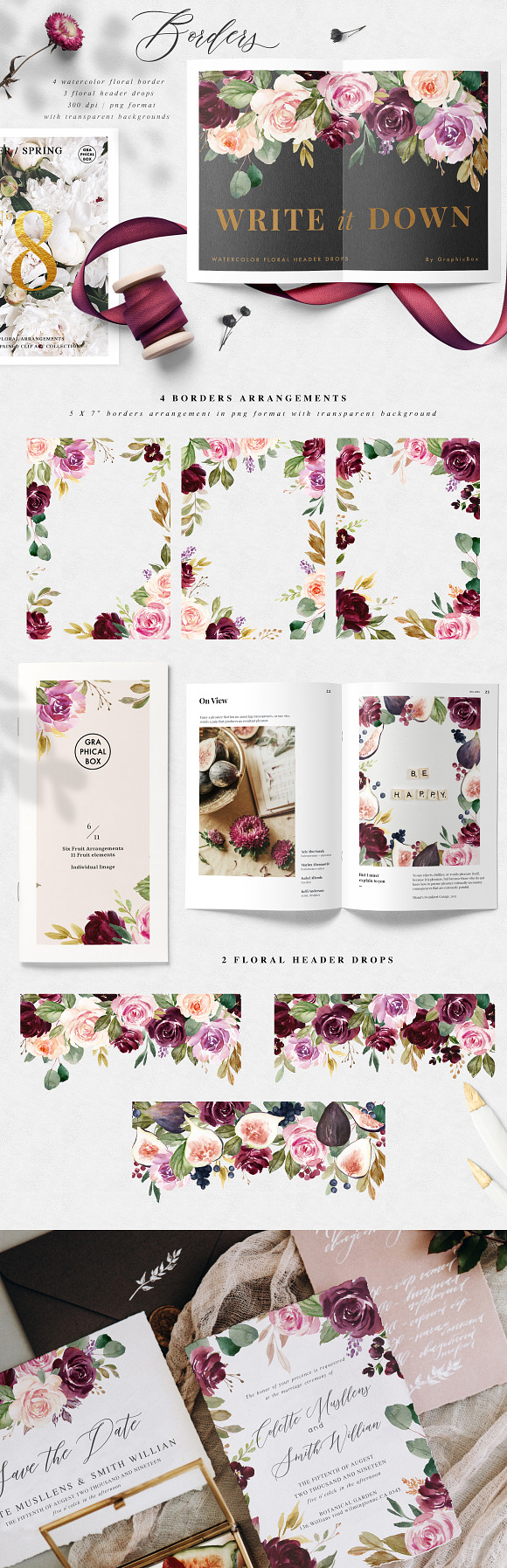 Moody&Rustic-Watercolor Graphic Set in Illustrations - product preview 5