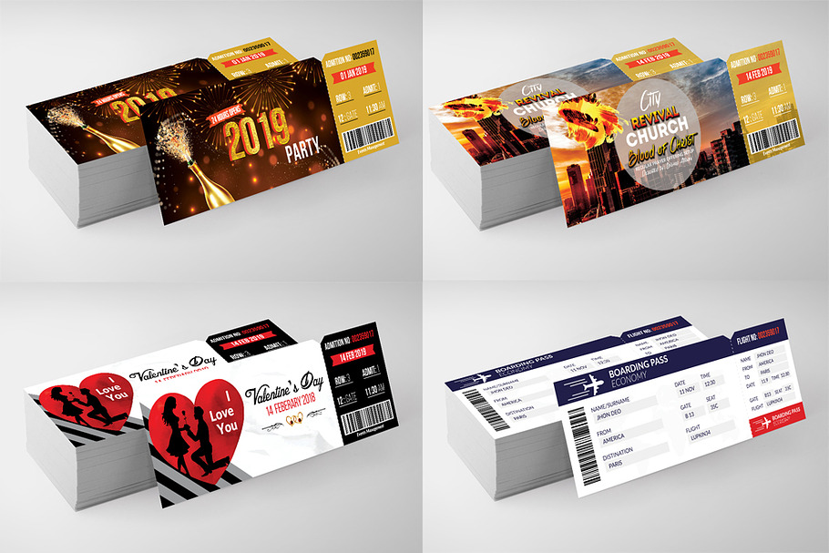Multi Use Tickets Template Bundle in Card Templates - product preview 8