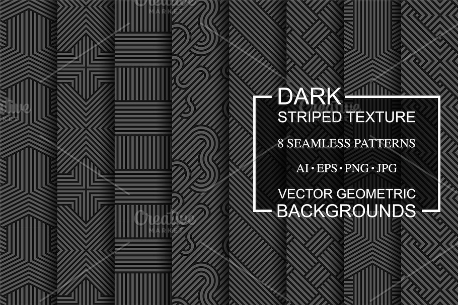 Dark striped geometric patterns