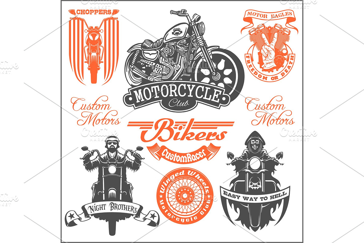 Set of Vintage motorcycle t-shirt in Illustrations - product preview 8