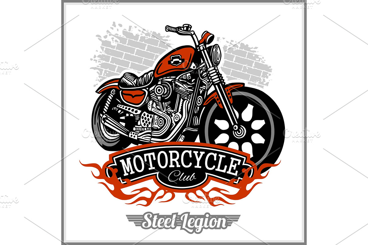 Motorcycle label t-shirt design with in Illustrations - product preview 8