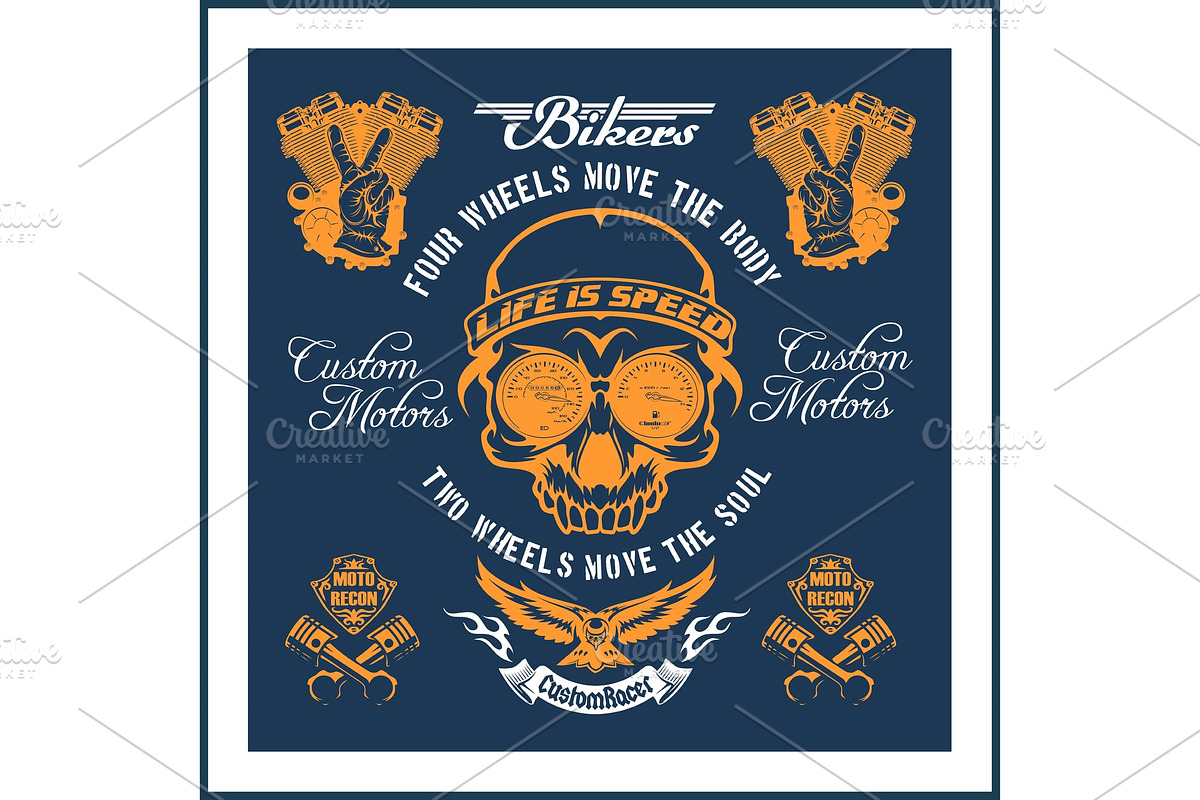 Retro motorcycle label, badge and in Illustrations - product preview 8