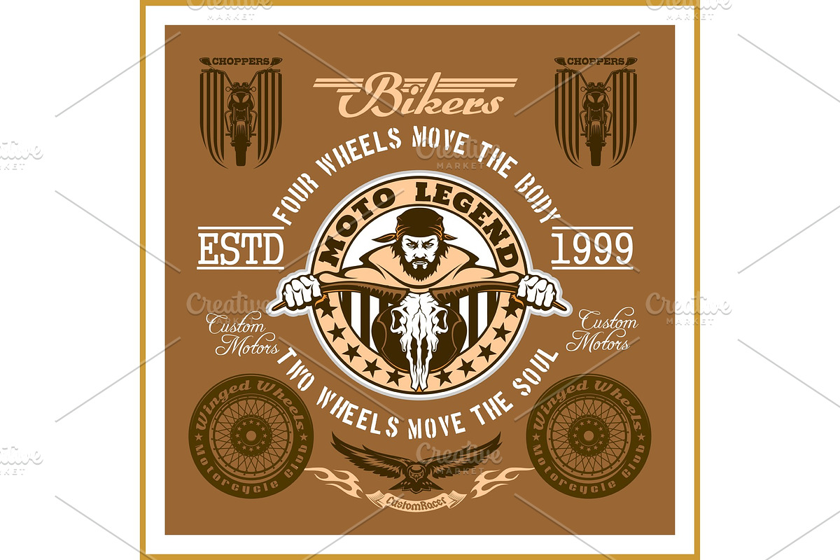 Retro motorcycle label, badge and in Illustrations - product preview 8