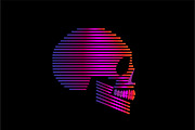 3D skull icon side view, purple vivi