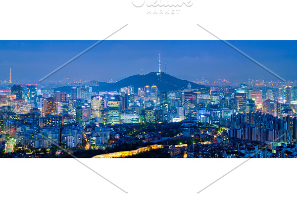Seoul skyline in the night, South