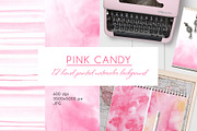 Pink candy - watercolor background