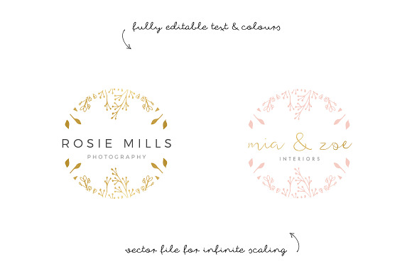 Gold Floral Logo Hand Drawn EPS PSD in Logo Templates - product preview 1