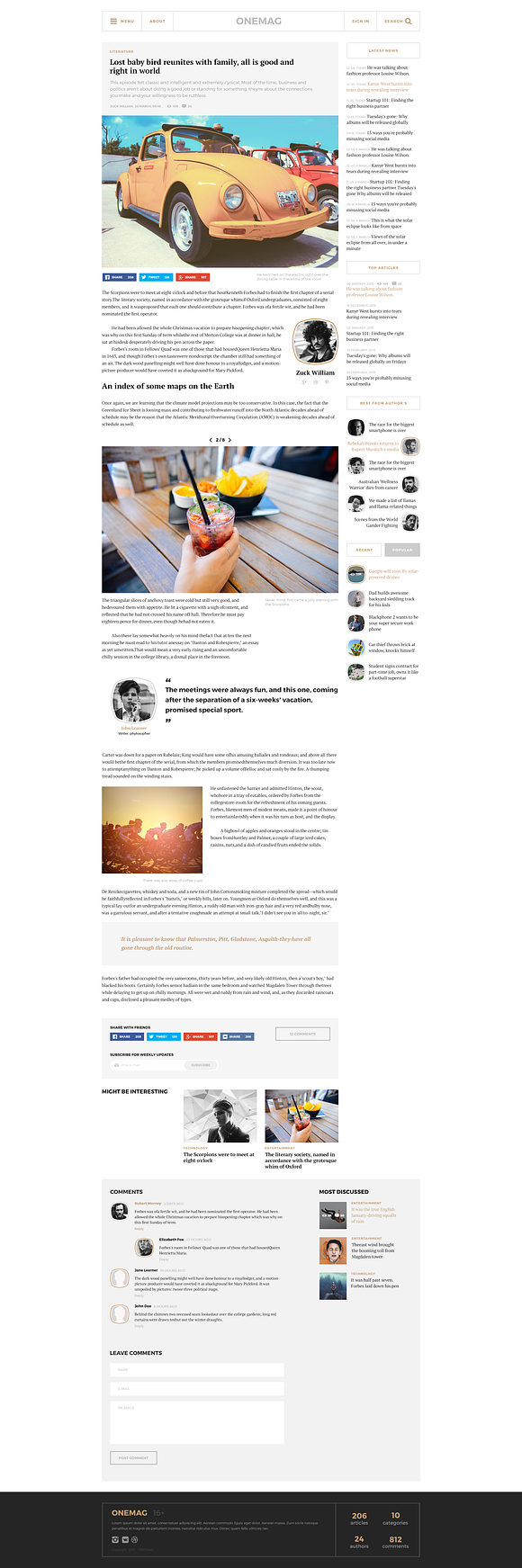 ONEMAG - magazine, blog, news 2015 in Website Templates - product preview 2