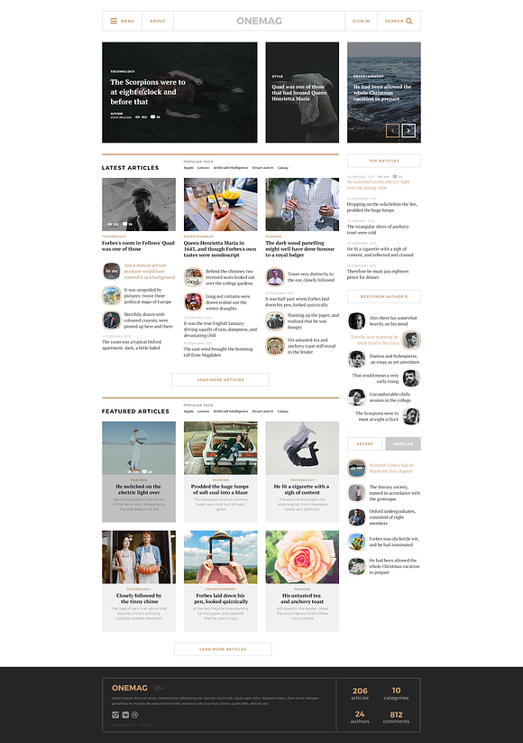 ONEMAG - magazine, blog, news 2015 in Website Templates - product preview 3