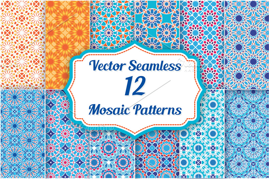 Set of 12 Mosaic Patterns in Patterns - product preview 8