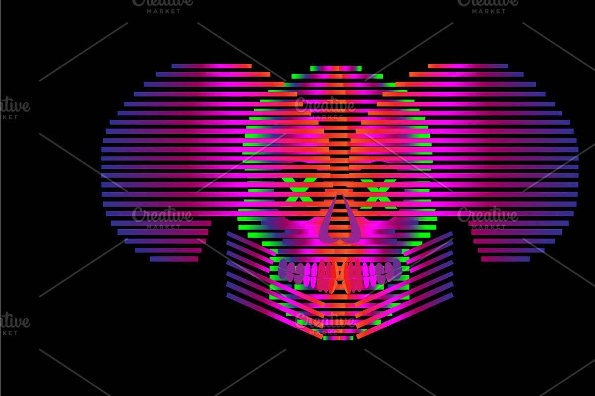 X-ray skull icon purple neon colors. in Graphics - product preview 8