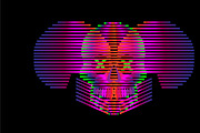 X-ray skull icon purple neon colors.