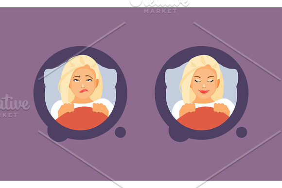 Insomnia and healthy sleep in Illustrations - product preview 1