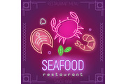 Seafood Restaurant Neon Poster
