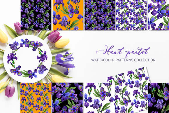 Irises  Gentle Watercolor png  in Illustrations - product preview 2