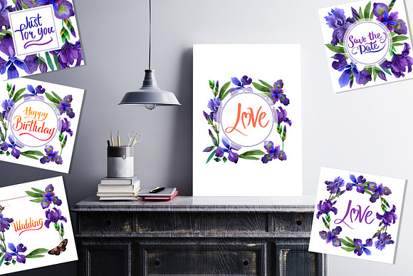 Irises  Gentle Watercolor png  in Illustrations - product preview 6