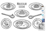 Molecular cuisine dishes.