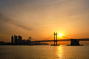 Gwangan Bridge on sunrise. Busan