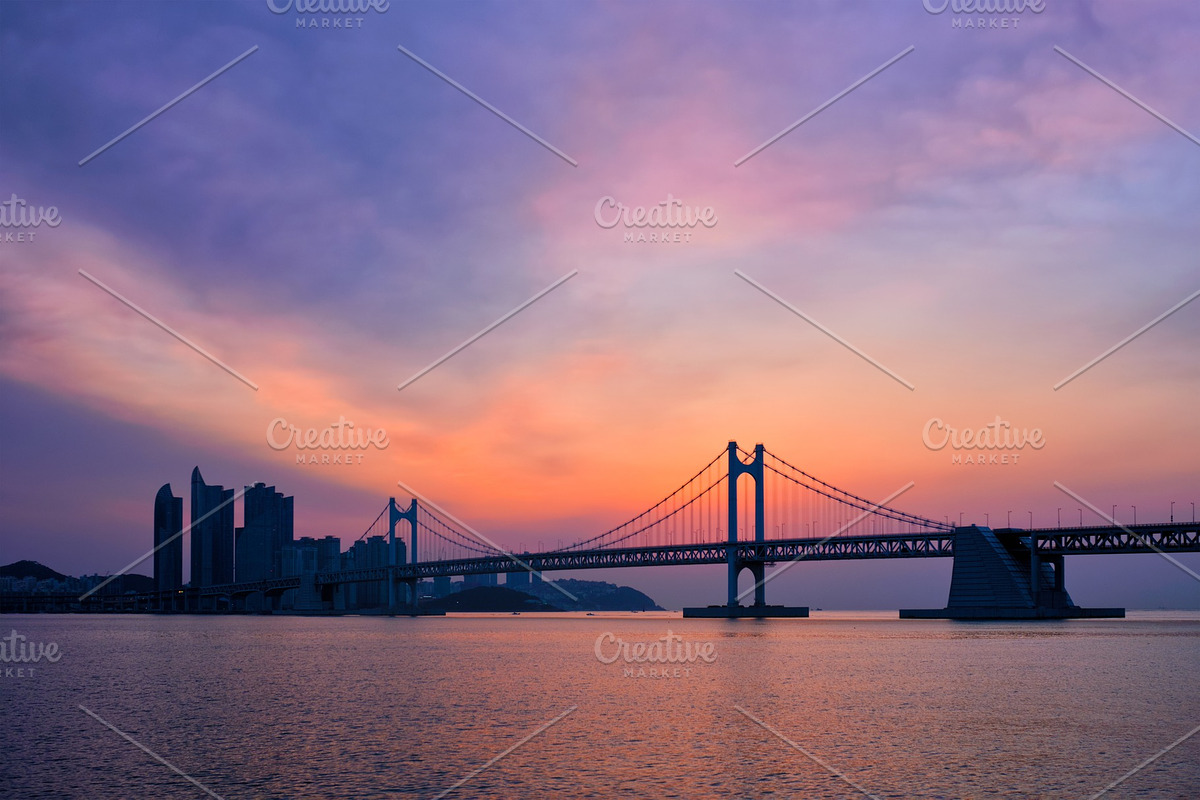 Gwangan Bridge on sunrise. Busan in Graphics - product preview 8