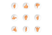 Communication gestures icons set