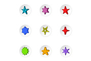 Geometric figure star icons set