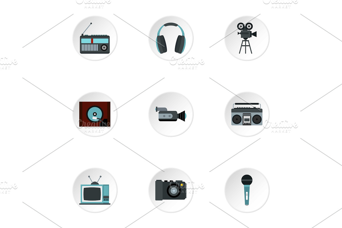 Electronic devices icons set, flat in Objects - product preview 8