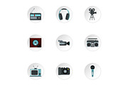 Electronic devices icons set, flat